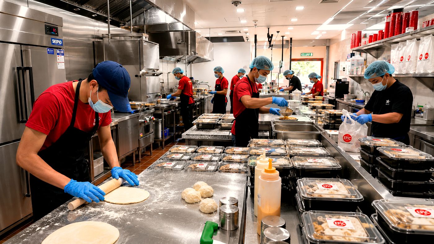 Inside an EPiC smart central kitchen — the production line at work